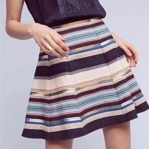 Anthropologie Chloe Oliver Multicolor Striped Skater Skirt